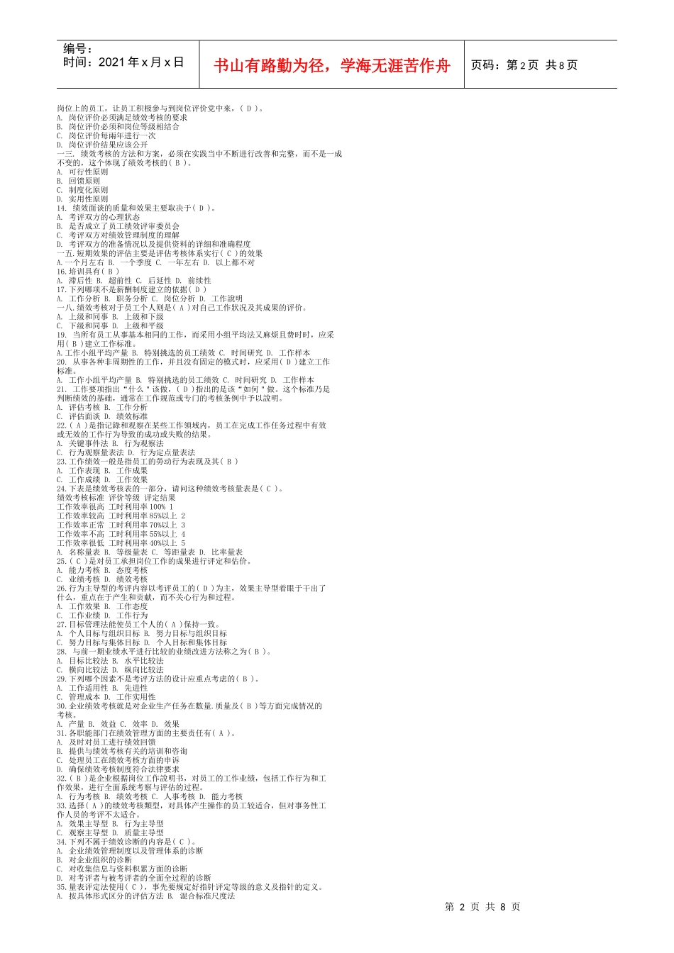 绩效管理试题库汇总_第2页