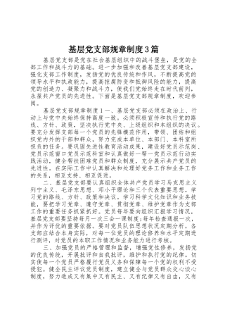 基层党支部规章规章制度3篇