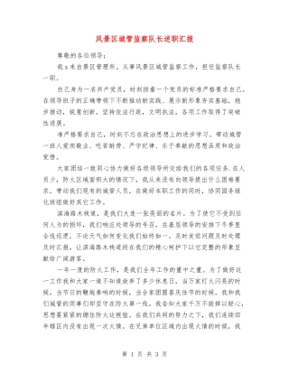 风景区城管监察队长述职汇报