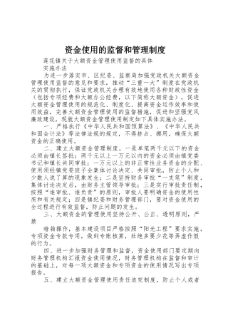 资金使用的监督和管理规章制度细则