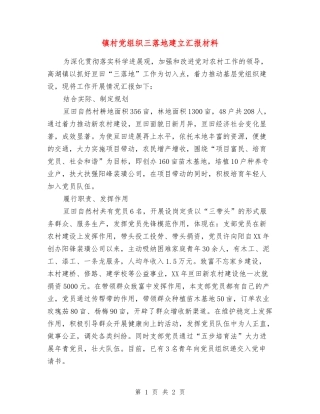 镇村党组织三落地建立汇报材料
