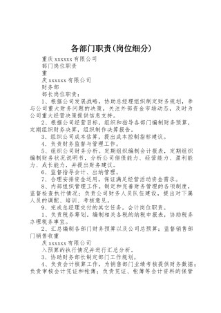 各部门职责要求(岗位细分) 