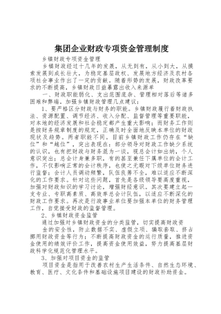 集团企业财政专项资金管理规章制度细则