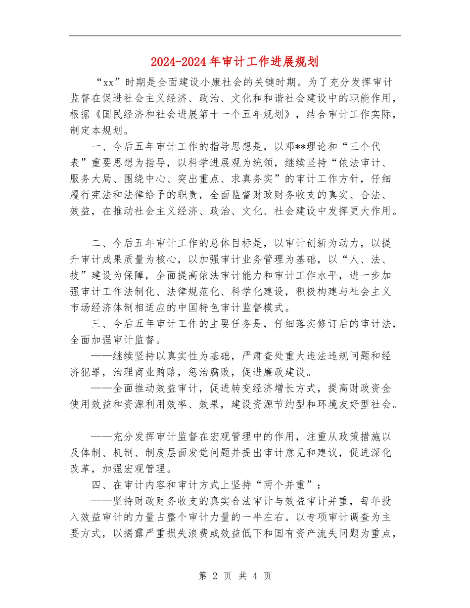 2024-2024年审计工作发展规划_第2页