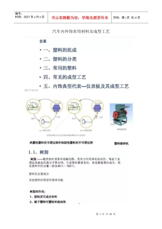 汽车内外饰常用材料及成型工艺培训资料
