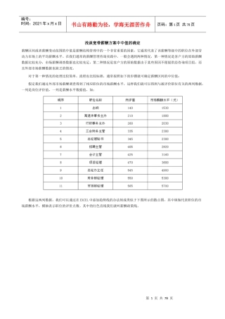 浅谈宽带薪酬方案中中值的确定