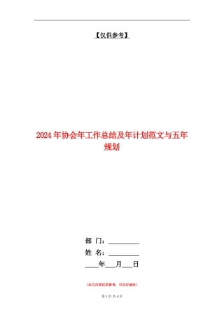 2024年协会年工作总结及年计划范文与五年规划