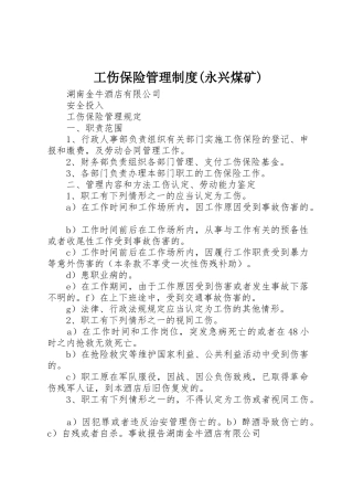 工伤保险管理规章制度细则(永兴煤矿)