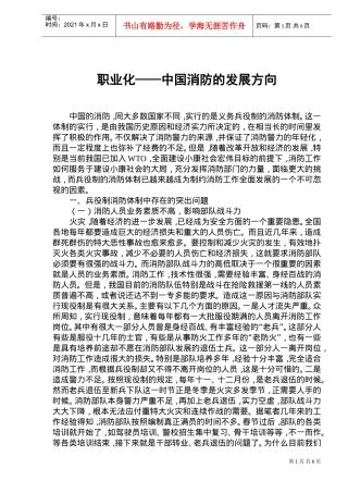 职业化中国消防的发展方向研究