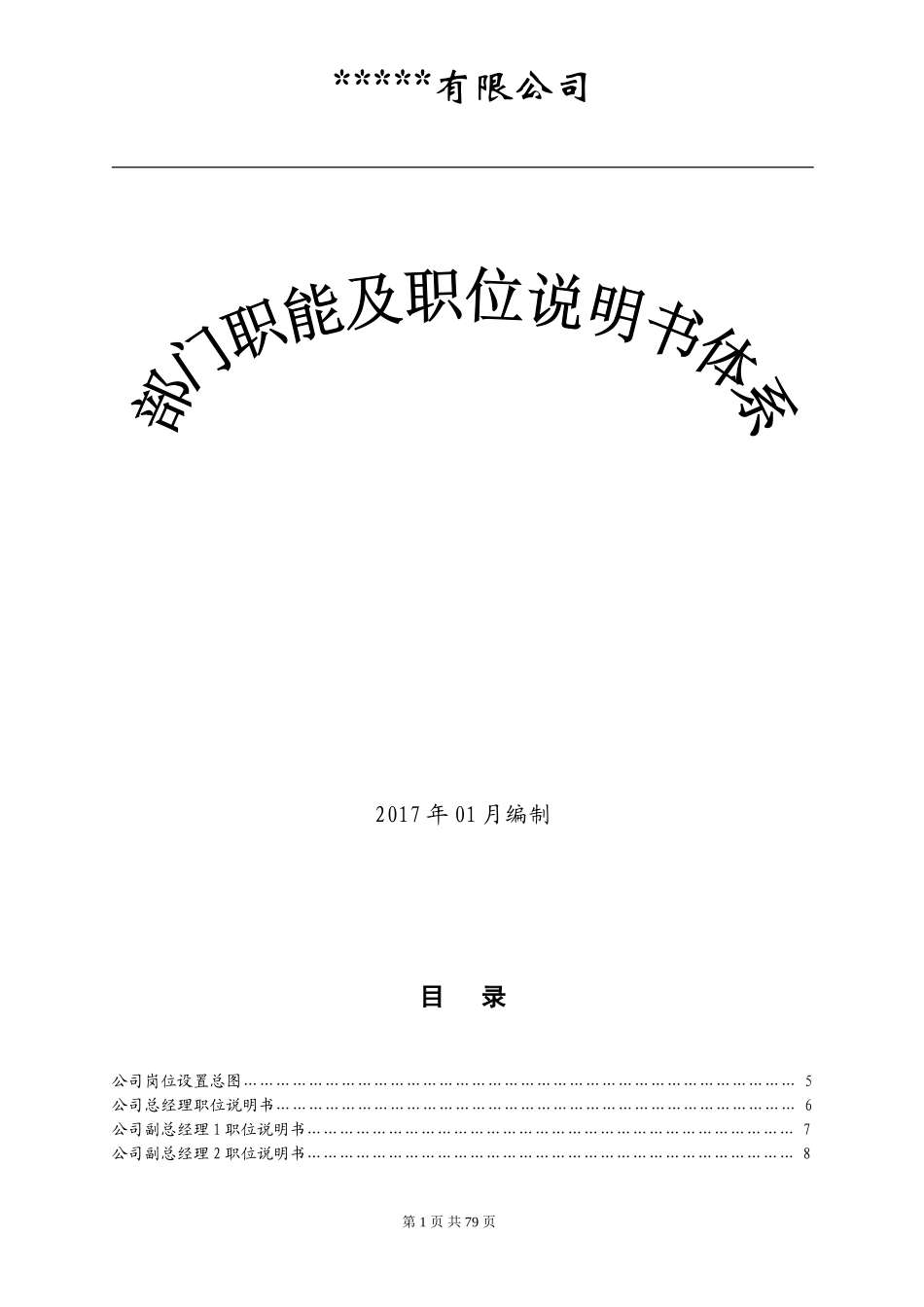 标准版部门职责及岗位说明(DOC87页)_第1页