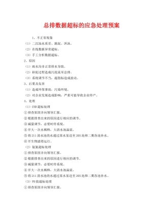 《安全管理应急预案》之总排数据超标的应急处理预案 