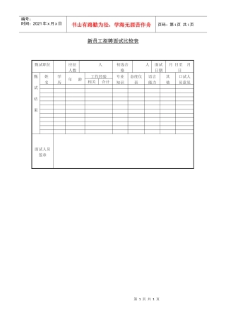 新员工招聘面试比较表