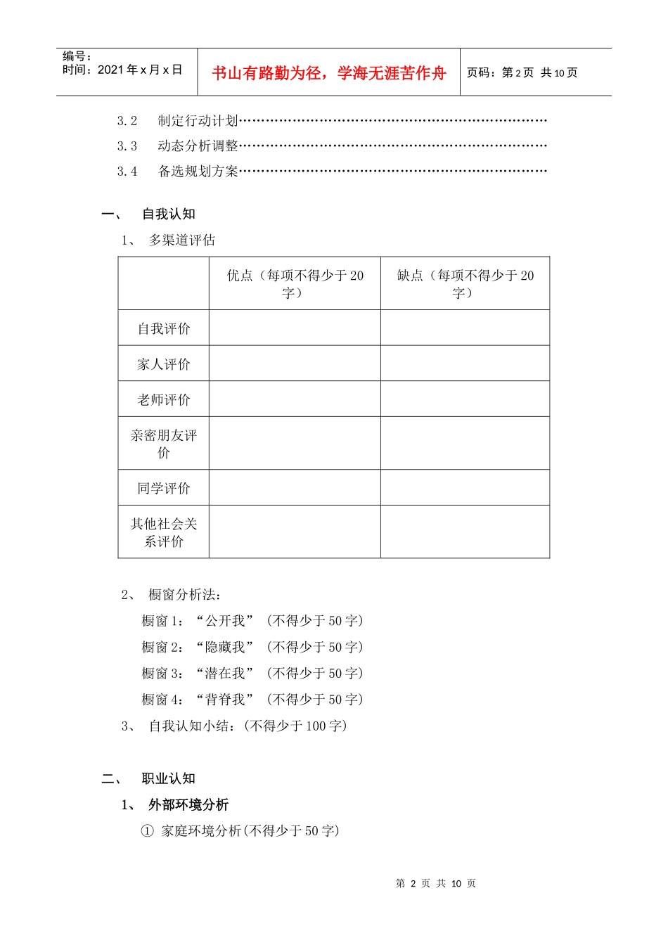 职业规划模板_第2页