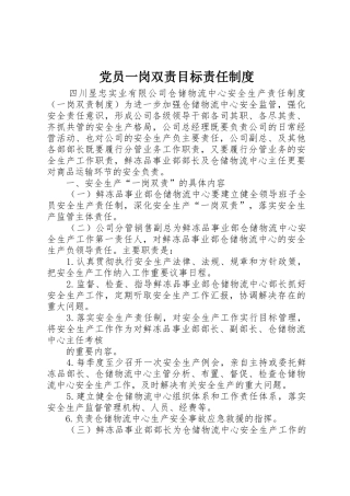 党员一岗双责目标责任规章制度细则