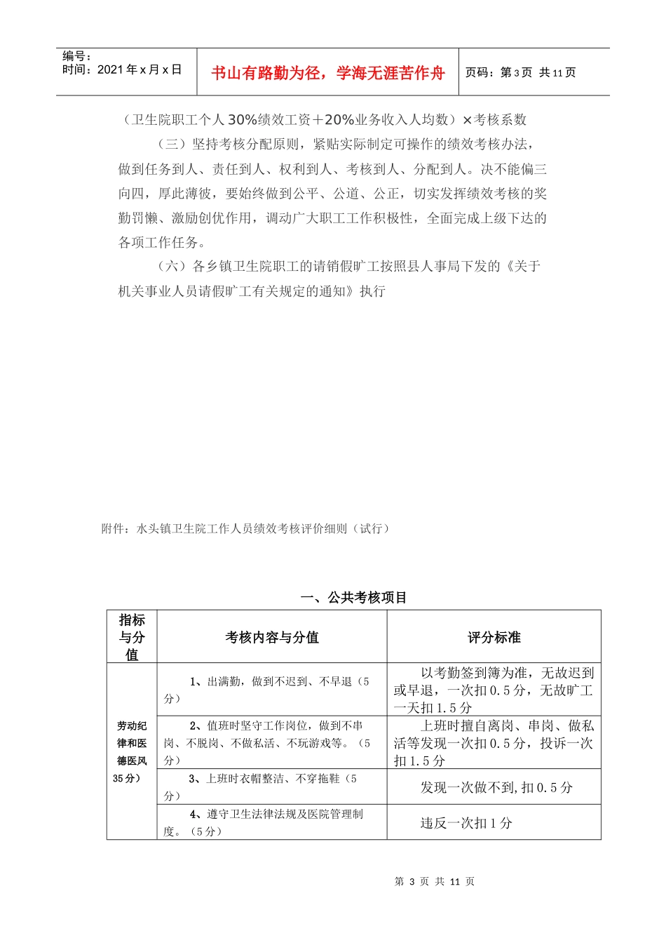 某卫生院绩效工资实施方案介绍_第3页