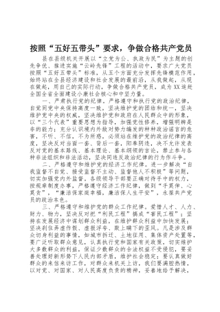 按照“五好五带头”要求，争做合格共产党员