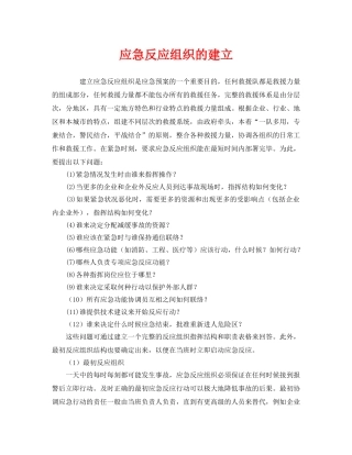 《安全管理应急预案》之应急反应组织的建立 