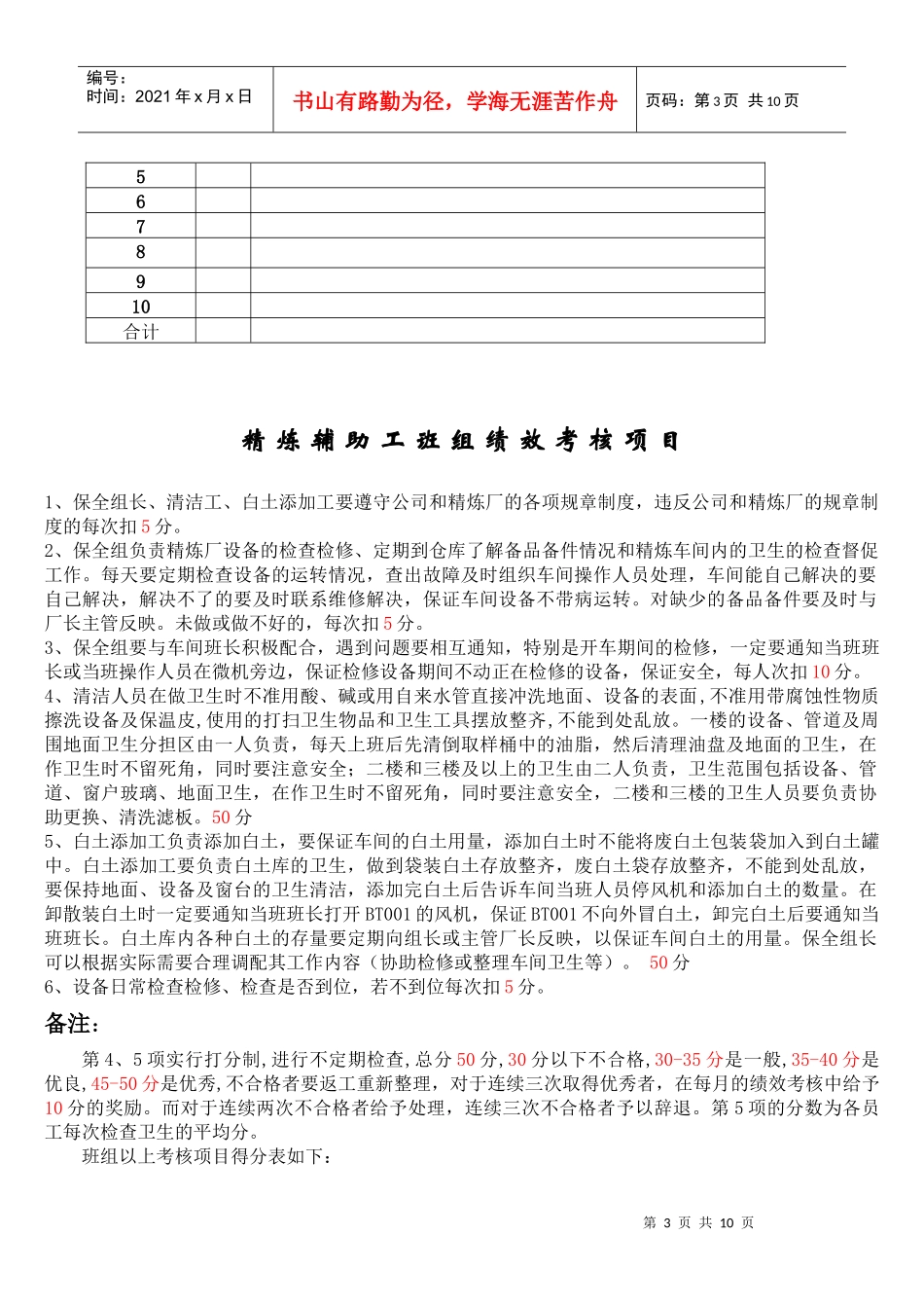 精炼厂班组、月度考评表_第3页