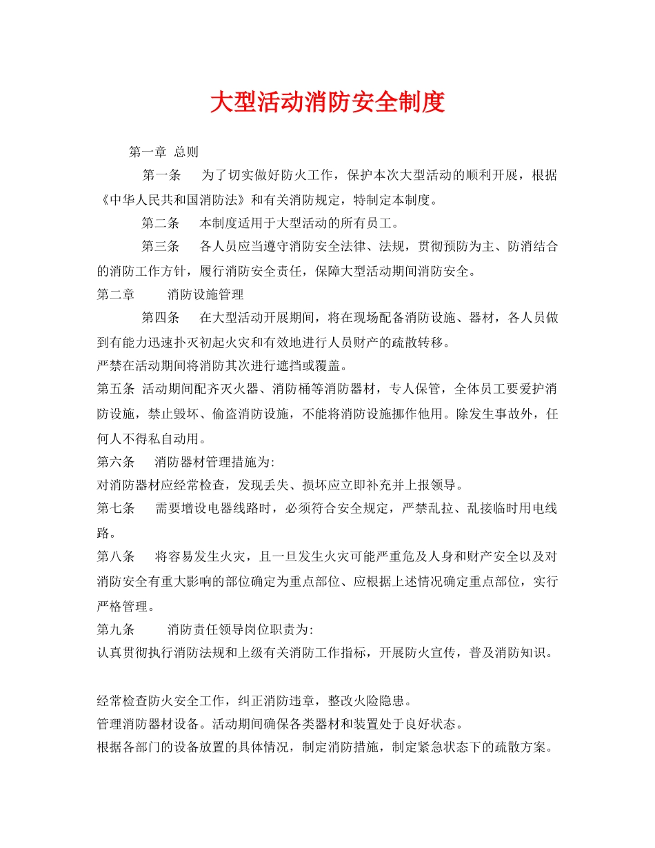 《安全管理制度》之大型活动消防安全制度 _第1页