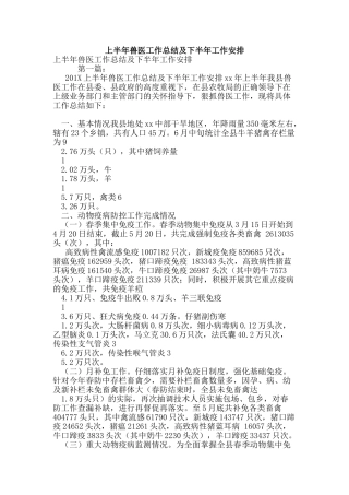 上半年兽医工作总结及下半年工作安排