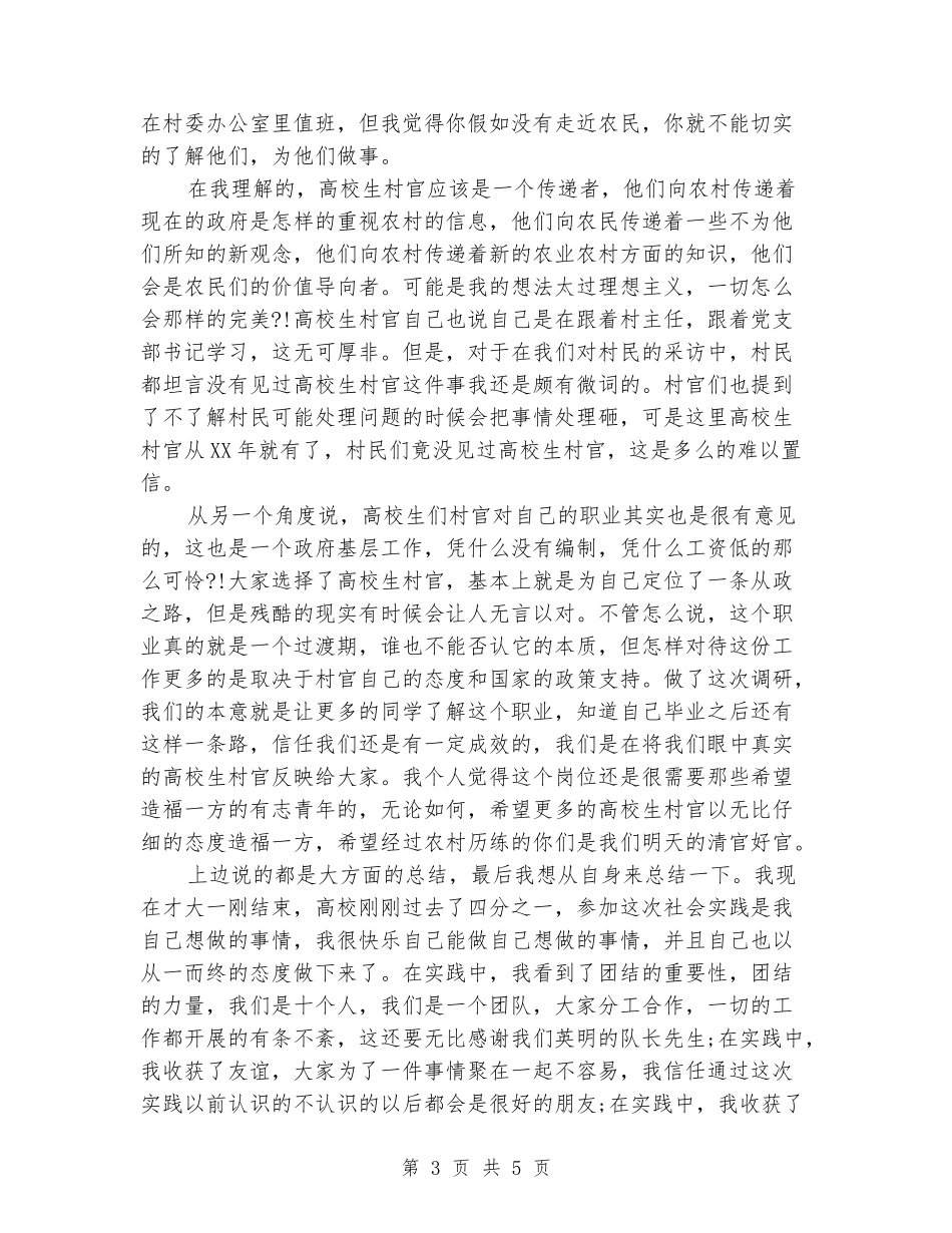 2024年暑期大学生村官社会实践报告_第3页