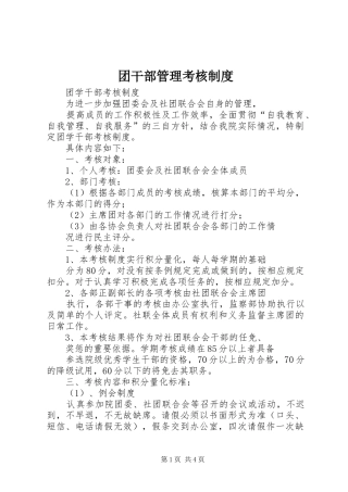 团干部管理考核规章制度细则