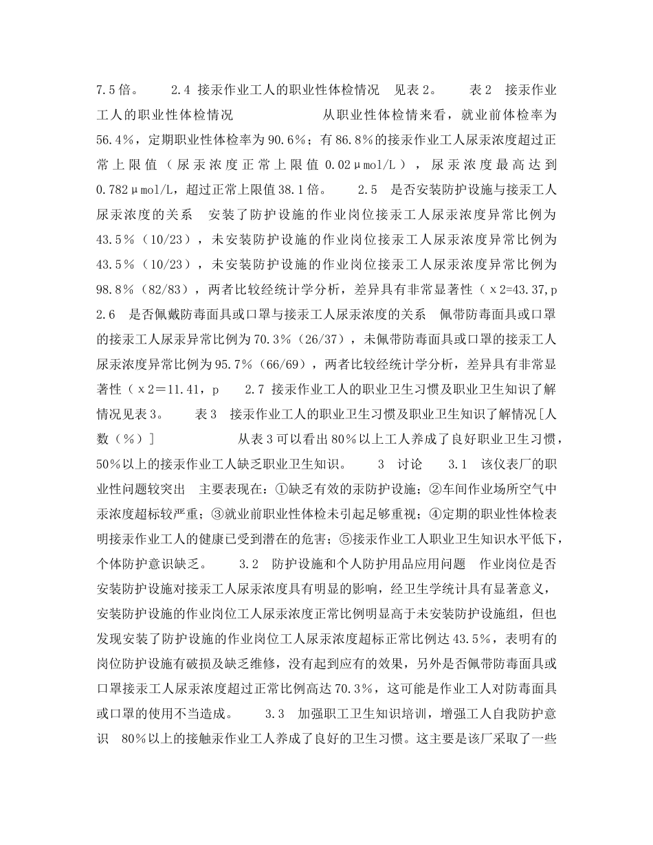 《安全管理职业卫生》之某仪表厂职业卫生状况调查分析 _第2页