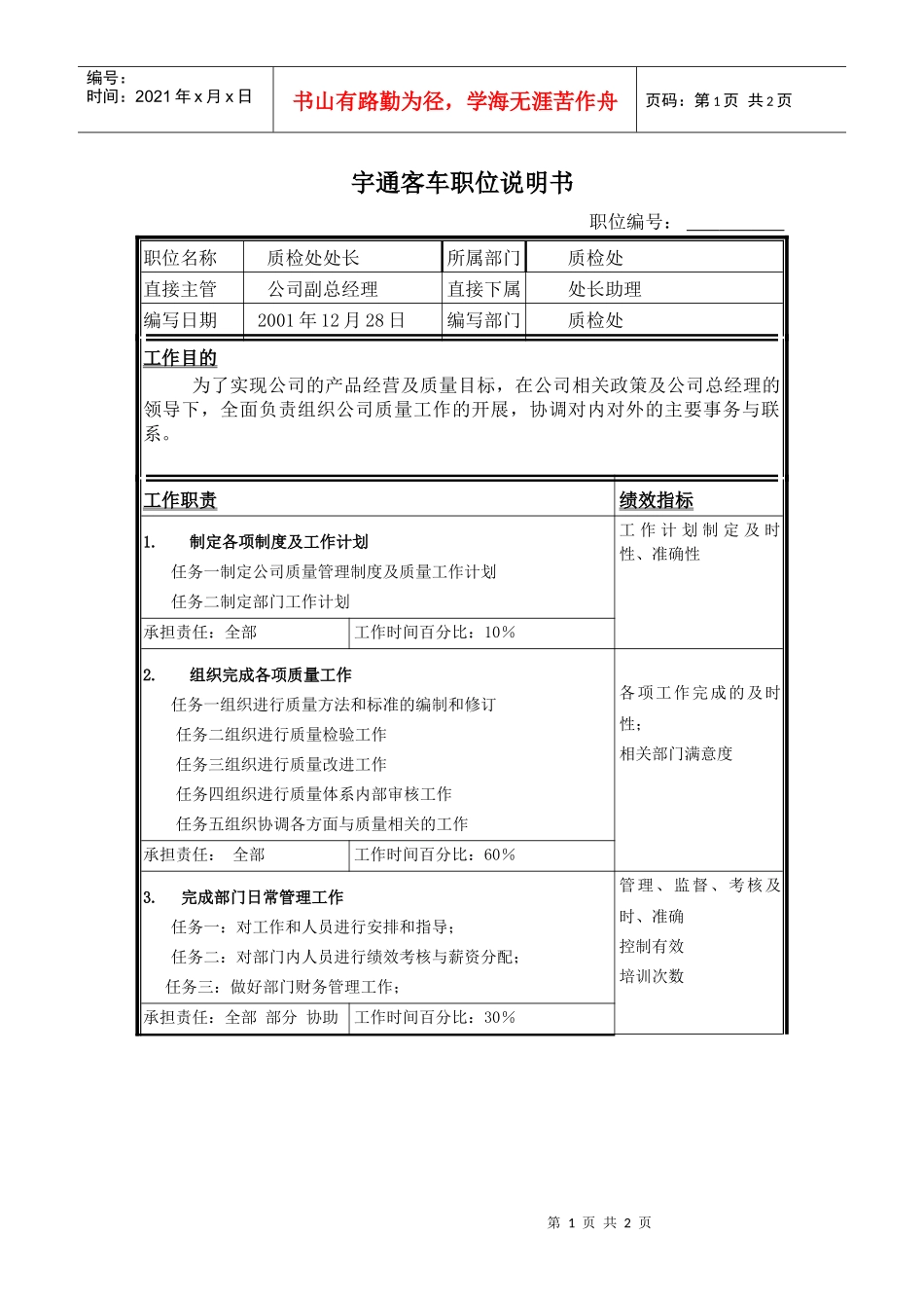 质检处处长职位说明书_第1页