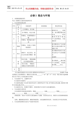 必修3 稳态与环境