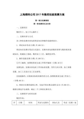 数控车工技能竞赛方案