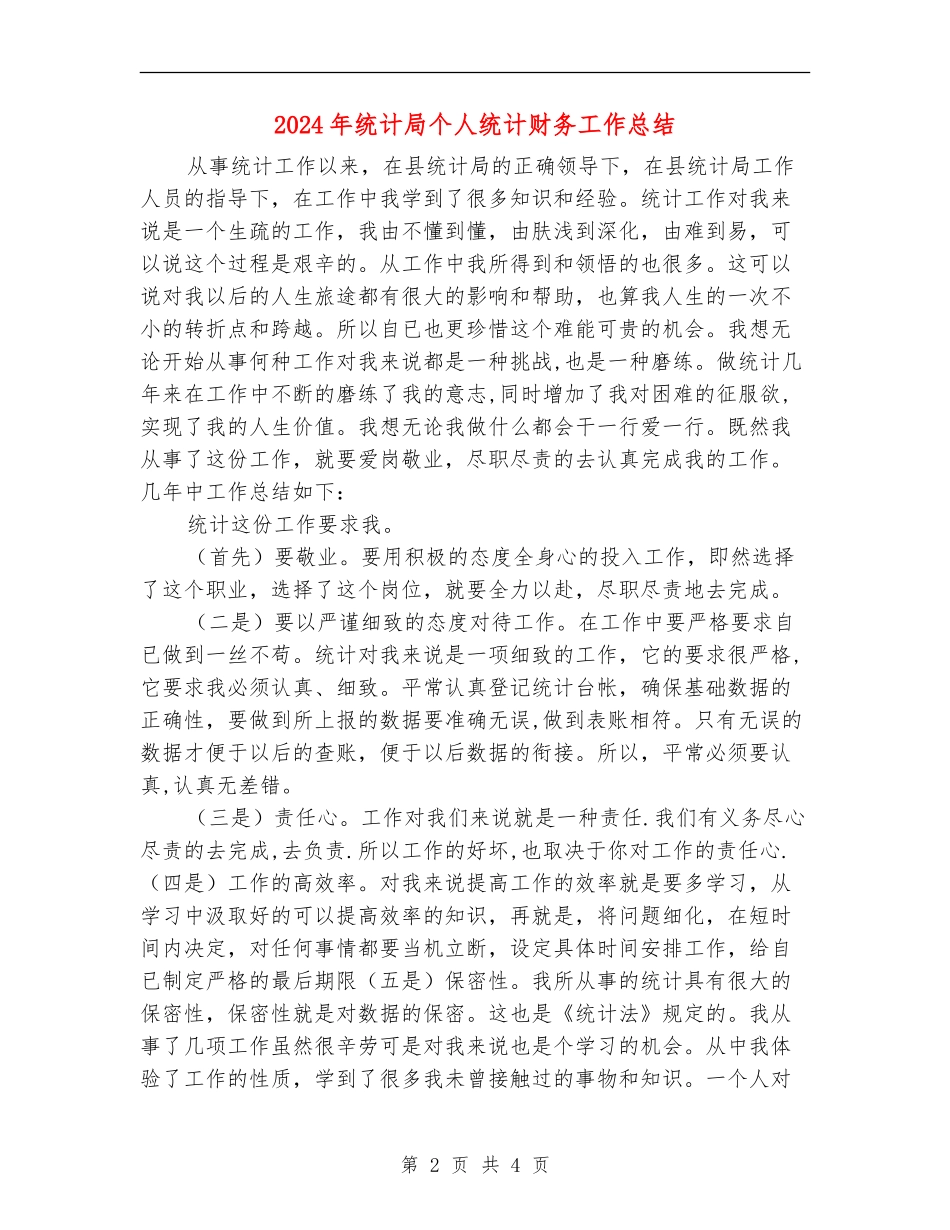 2024年统计局个人统计财务工作总结_第2页