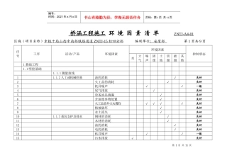 桥涵工程施工环境因素清单