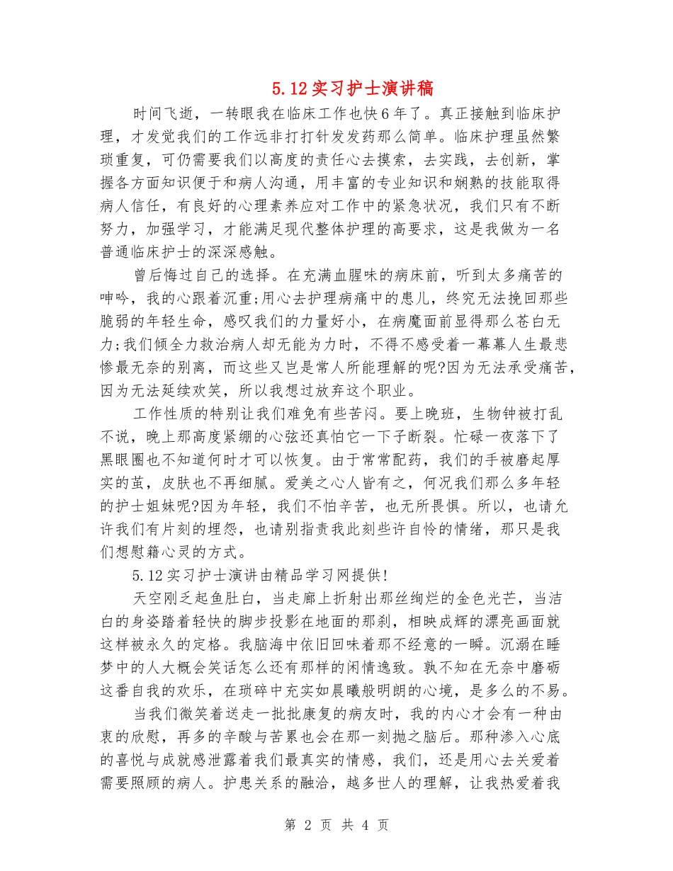 5.12实习护士演讲稿_第2页