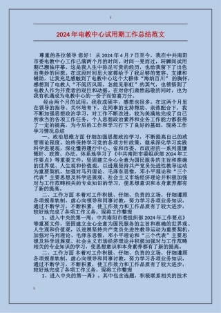 2024年电教中心试用期工作总结范文