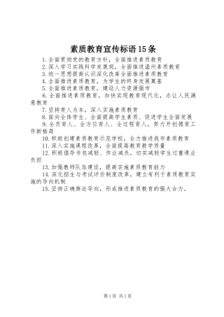 素质教育宣传标语集锦5条