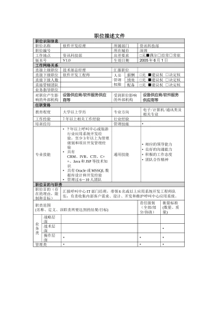 职位描述－软件开发经理