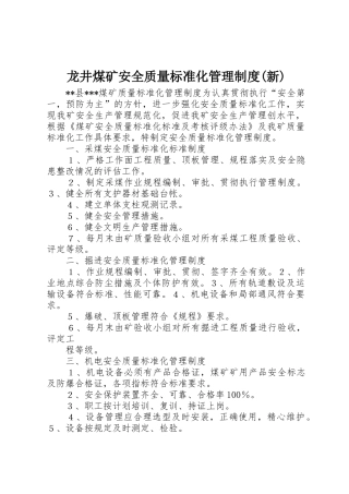 龙井煤矿安全质量标准化管理规章制度细则(新)