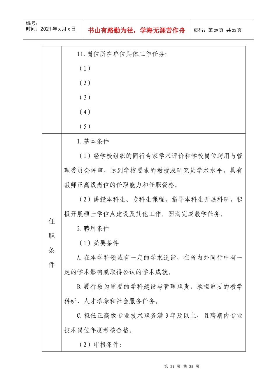 绵阳师范学院岗位说明书_第2页