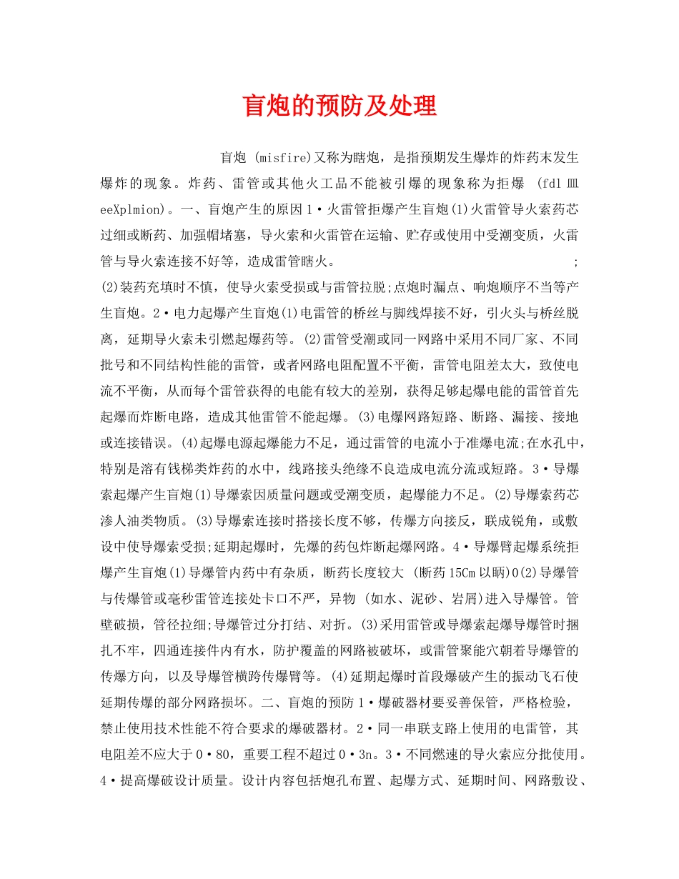 《安全技术》之盲炮的预防及处理 _第1页