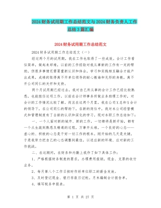 2024财务试用期工作总结范文与2024财务负责人工作总结3篇汇编
