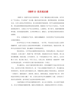 《榜样3》党员观后感2 