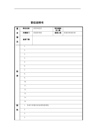 质管科技员岗位说明书