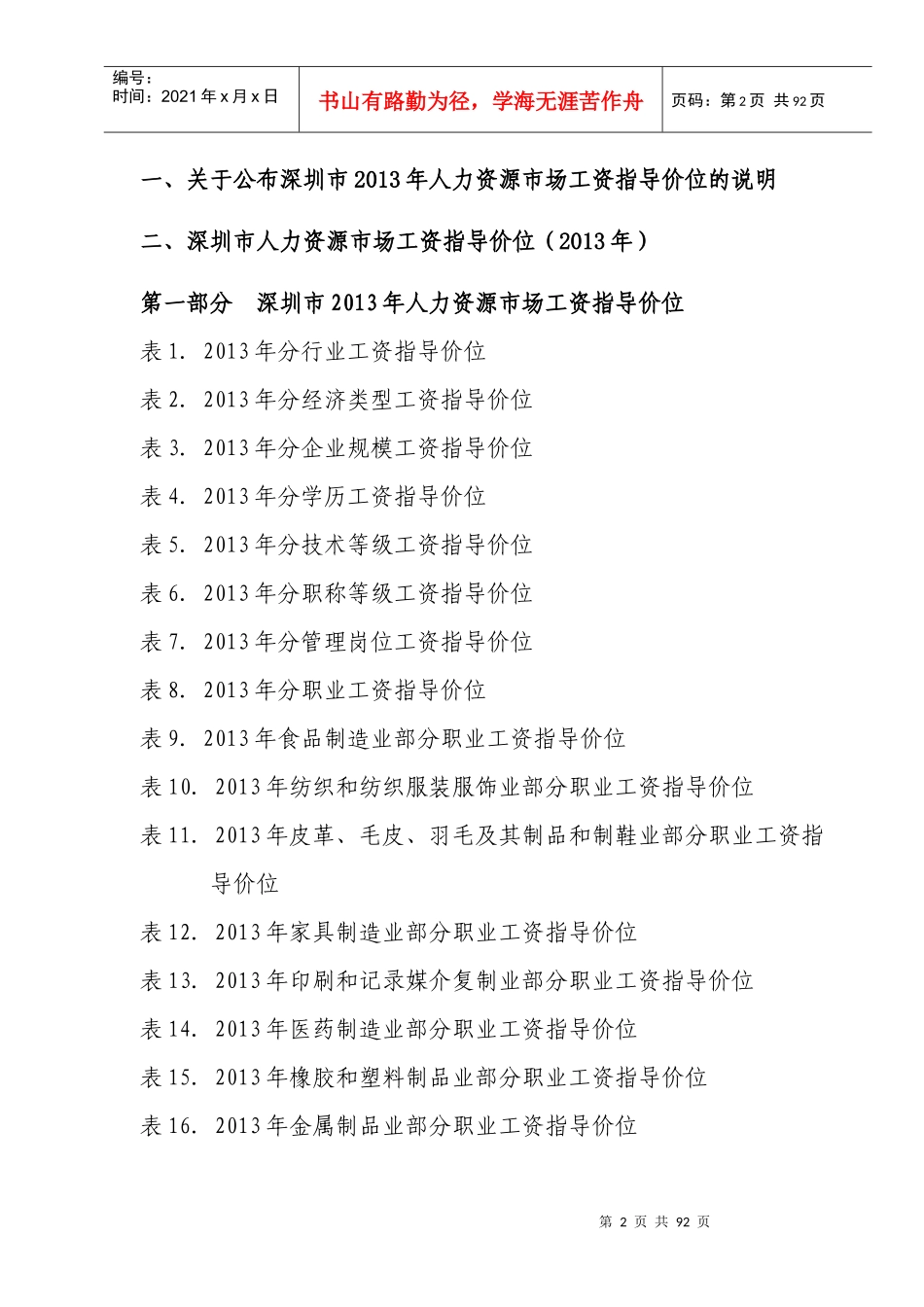 深圳市X年人力资源市场工资指导价位_第2页
