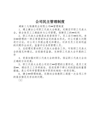 公司民主规章制度管理