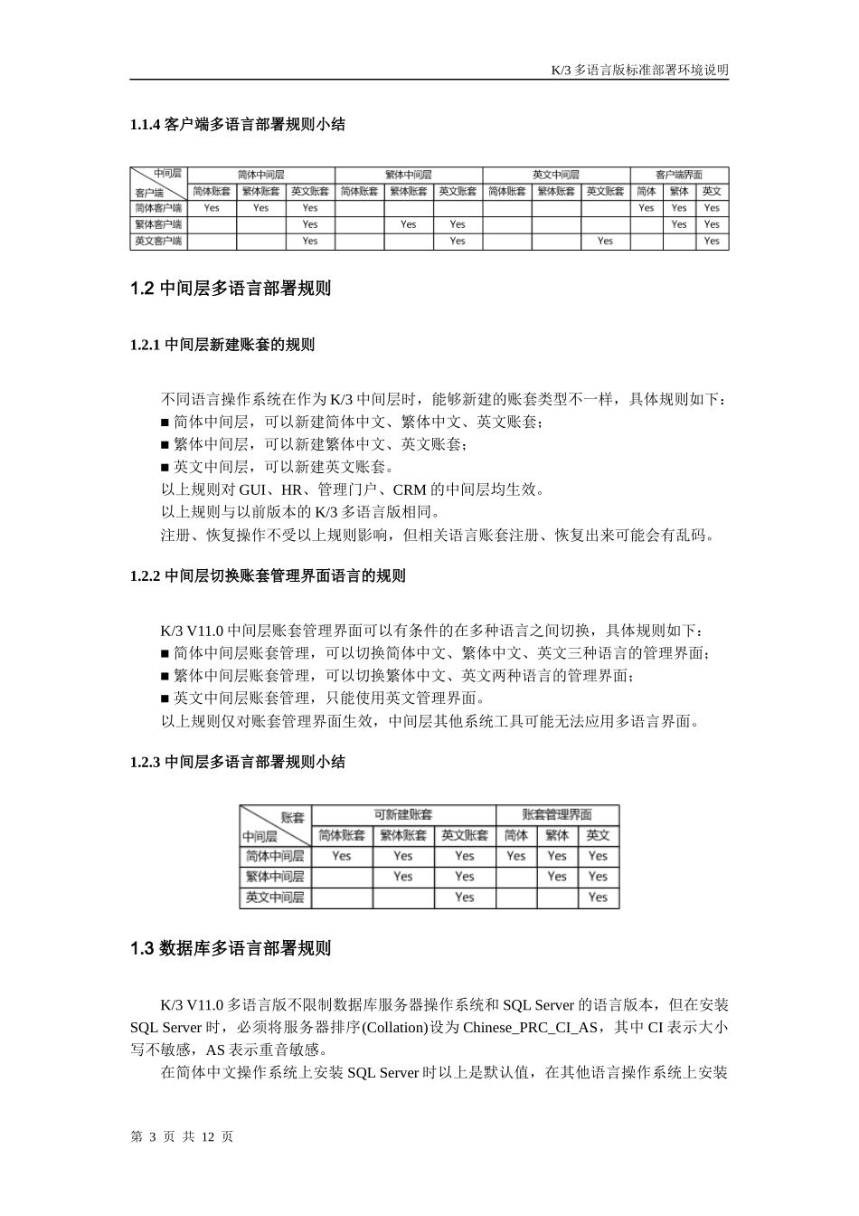 金蝶K3多语言版标准部署环境说明(成长版、标准版、精益版)_第3页