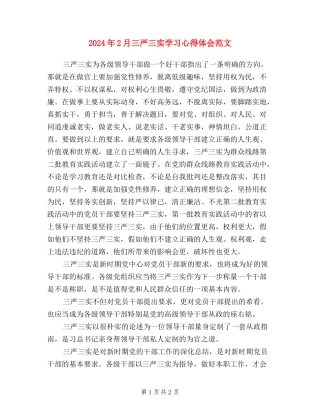 2024年2月三严三实学习心得体会范文
