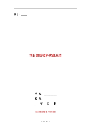 项目部质检科实践总结