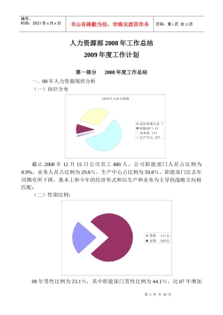 知名企业人力资源规划及总结(范本