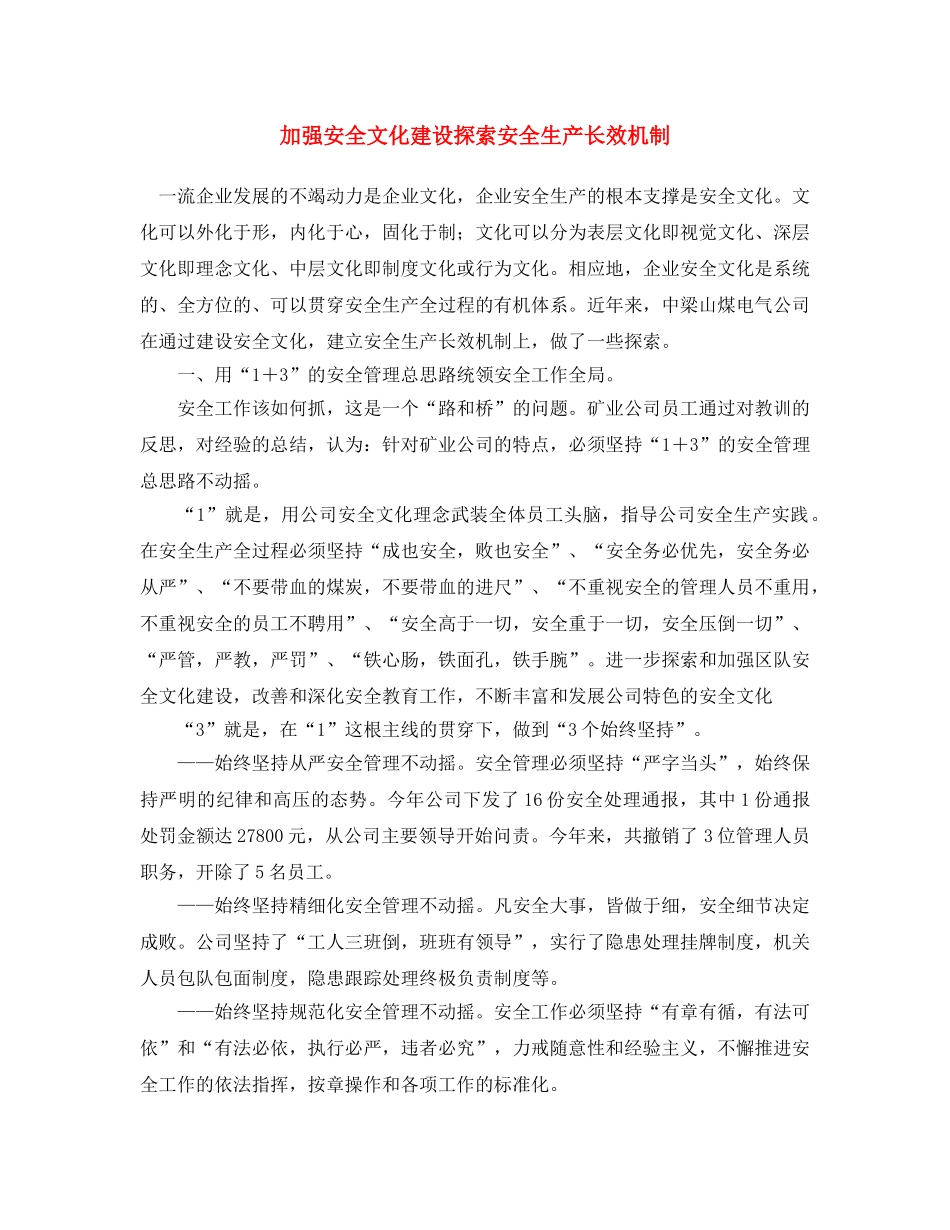 《安全文化》之加强安全文化建设 探索安全生产长效机制 _第1页