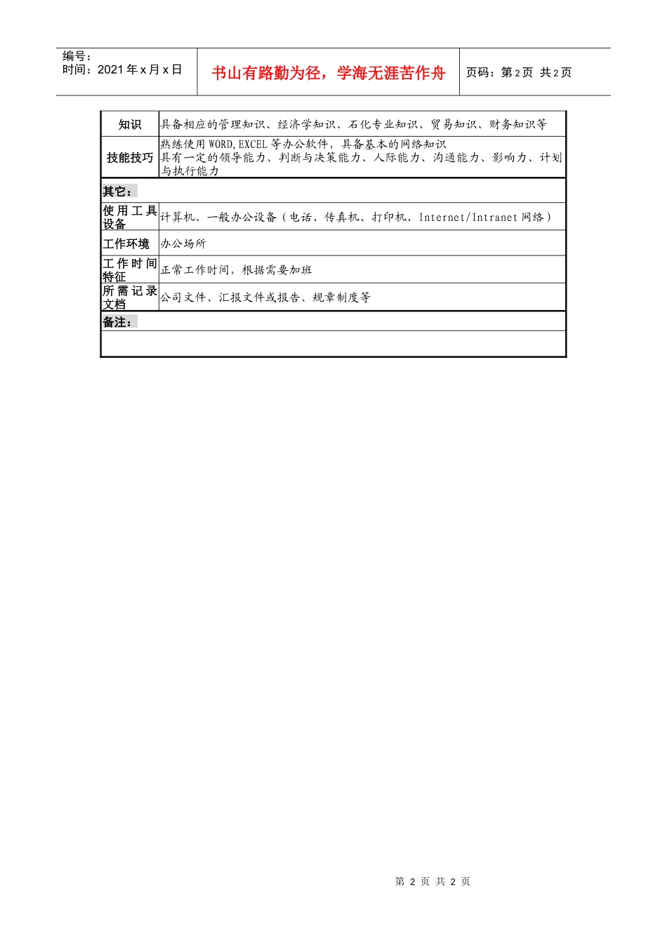 贸易发展部部长职务说明书_第2页